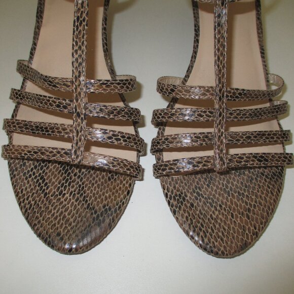 Aerosoles Heelrest "Limeaid" Womens Tan Faux Snakeskin T-Strap Heel Sandal - 11M - Picture 5 of 10